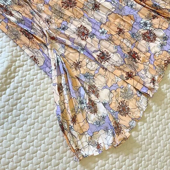 $400 NWOT Reiss Corinne Pleated Floral Midi Dress Size